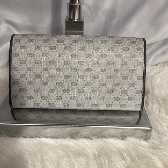 Vintage Gucci 035 64 0461 Micro GG Logo Canvas/ Leather Long Wallet - Picture 4 of 13